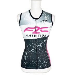 Own Way Cycling Jersey Women Medium Race Cut Tank Top F2C Zip Up Active Bike